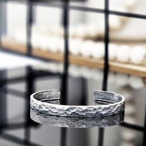 Hammered Silver Bracelet, Custom Cuff Bracelet, Silver Cuff Bracelet